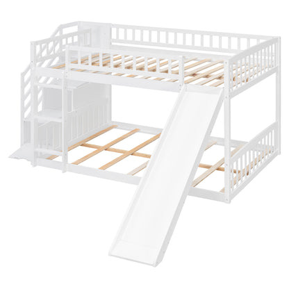Stairway Full over Full Bunk Bed with Three Drawers and Slide, White image 6