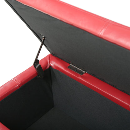 Upholstered PU Leather Storage Ottoman, Solid Wooden Legs (old sku 57742.00RED) image 10