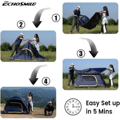 Camping Tent 2/3/4 Person, Waterproof Windproof Double Layer with Rainfly, Easy Setup for Backpacking, Hiking, Mountaineering, Outdoor