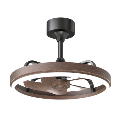 20.5" Rustic Brown Ceiling Fans with Lights Remote & APP Control, Downrod Mount Dimmable LED Fandelier, 6 Speeds Quiet DC Motor, Modern Ceiling Fan for Bedroom Living Room image 9