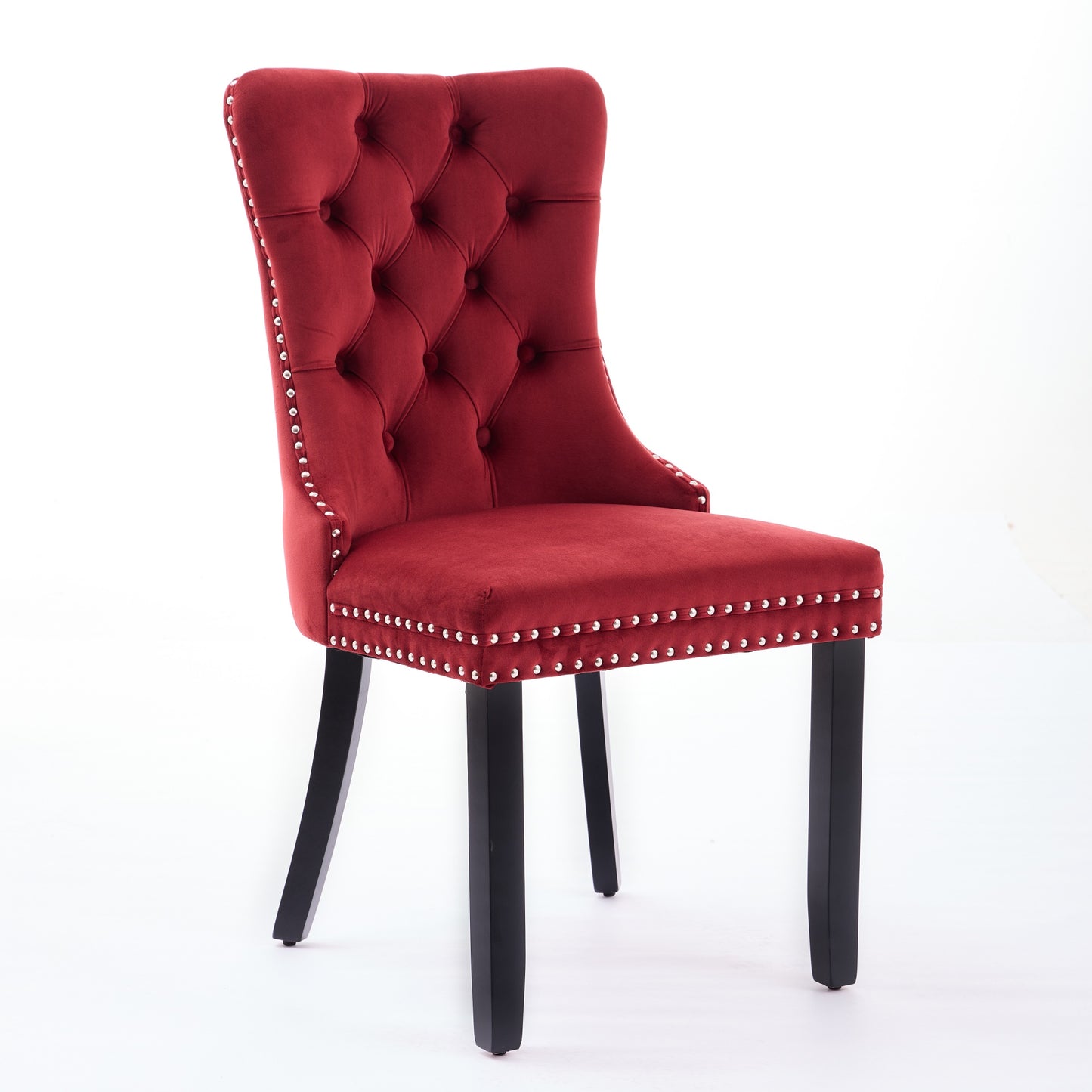Classic Velvet Dining Chairs, High-end Tufted Solid Wood Contemporary Velvet Upholstered Dining Chair with Wood Legs Nailhead, SET OF 2,Burgundy, Wine Red,SW2001WR image 3
