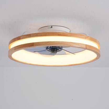 Ceiling Fans with Kit,LED Light Source and Remote Control, 3000-6500K Dimmable Modern Flush Mount LED Fan Light, 6 Speeds, Quiet DC Motor For Living room, Bedroom,Kitchen----Natural Wood + White image 2