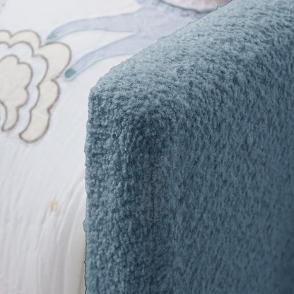 Twin Size Upholstered Platform Bed with Cute Rabbit Ear Shaped Headboard, with Safety Rail and Pocket, Boucle Fabric image 5