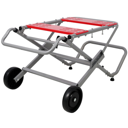 Rolling Foldable Table Saw Stand, Heavy Duty Portable Universal Table Saw Base with 8" Wheels, Adjustable Height, 330Lbs Load Capacity for Woodworking Garage Workshop image 6