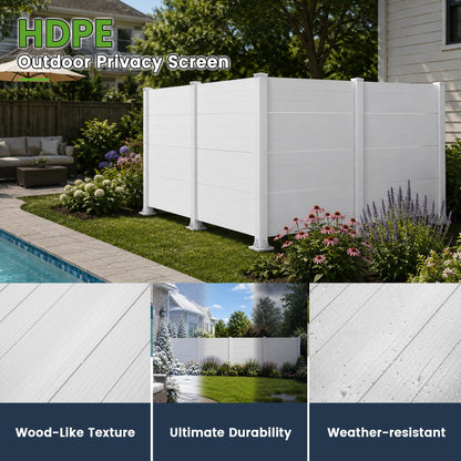 50" W x 49" H Outdoor Privacy Screen, Air Conditioner Fence, All-Weather Vinyl Privacy Fence Screens with Aluminum Posts, 4 Panels, White image 6