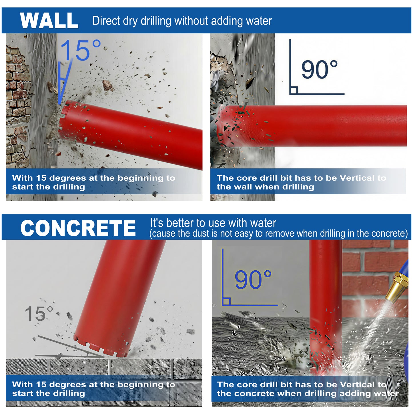 4 Inch Diamond Core Drill Bits,1-1/4"-7 Thread Diamond Core Bit for Cured Concrete with Rebar, Hard Masonry, Brick Block, Stucco, Stone,Flat image 9