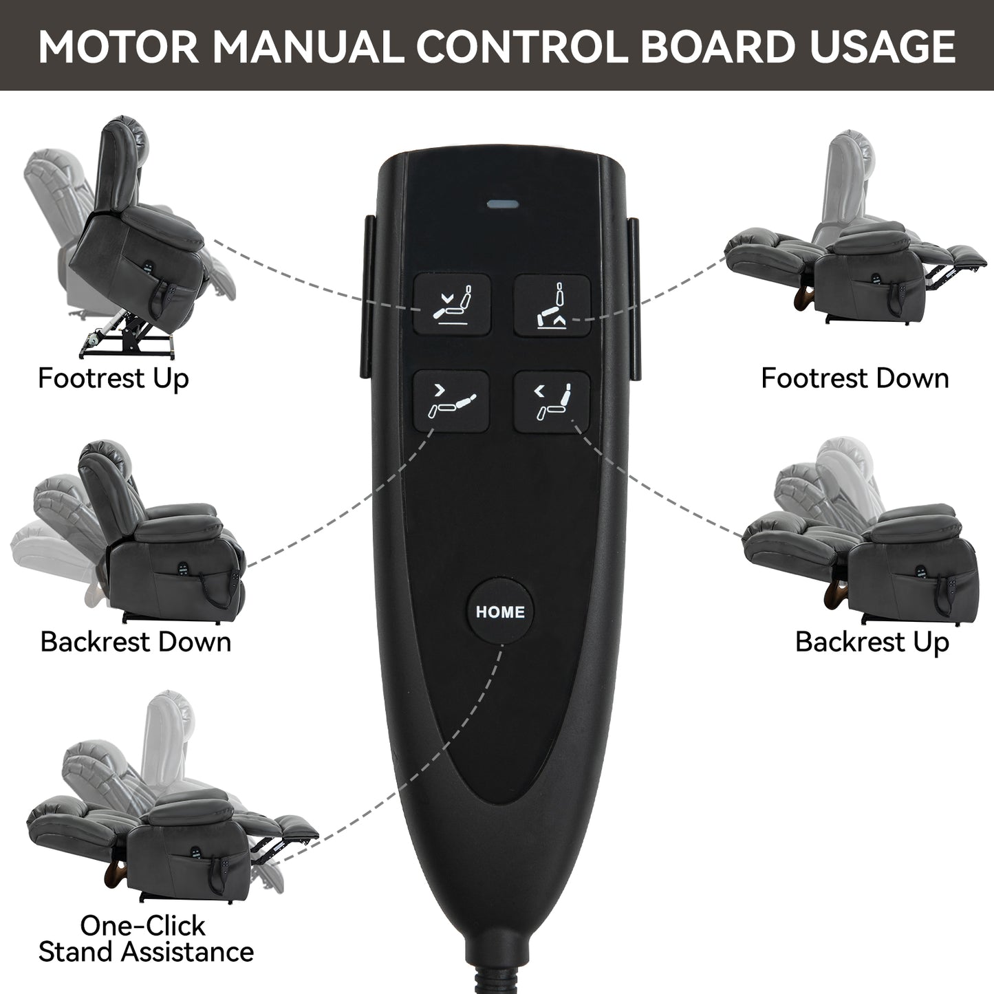 Dual Motor Infinite Position Up to 350 LBS Electric Medium size Leatheraire Grey Power Lift Recliner Chair with 8-Point Vibration Massage and Lumbar Heating image 7