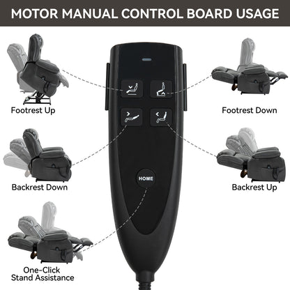 Dual Motor Infinite Position Up to 350 LBS Electric Medium size Leatheraire Grey Power Lift Recliner Chair with 8-Point Vibration Massage and Lumbar Heating image 7