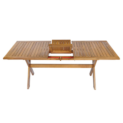 7 Pieces Acacia Wood Outdoor Dining Set s,Modern 6 Chairs 1 Large Table,Dining Furniture Set for Lawn, Backyard, Garden Deck,Poolside,Teak image 8
