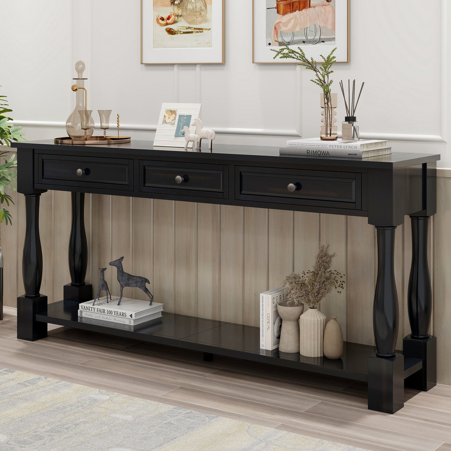 TREXM Console Table 63" Long Console Table with Drawers and Shelf for Entryway, Hallway, Living Room (Espresso, OLD SKU: WF314993AAB) image 1