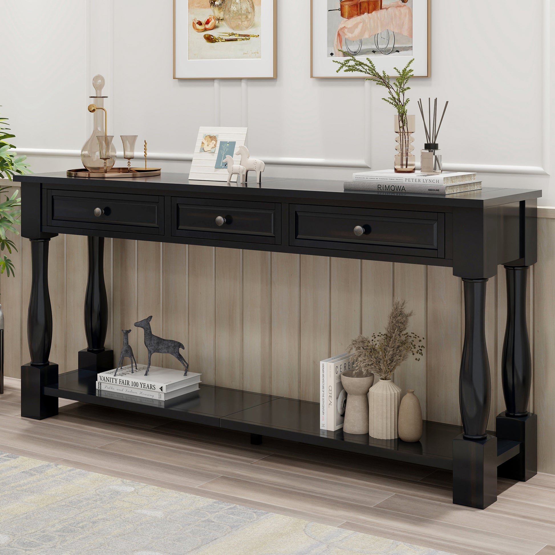 TREXM Console Table 63" Long Console Table with Drawers and Shelf for Entryway, Hallway, Living Room (Espresso, OLD SKU: WF314993AAB) image 1
