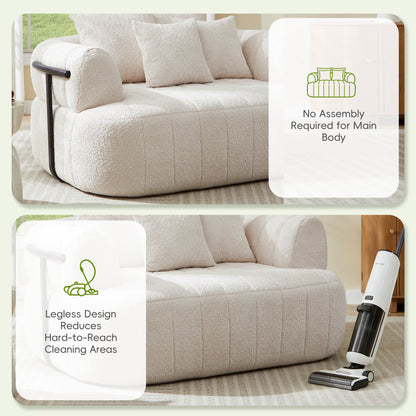 64" Oversized Boneless Chair Chaise Lounge Indoor with Metal Support, Upholstered Boucle Deep Seat Single Cloud Sofa Chair, Cozy Comfy Sofa Bed for Living Room & Bedroom image 8
