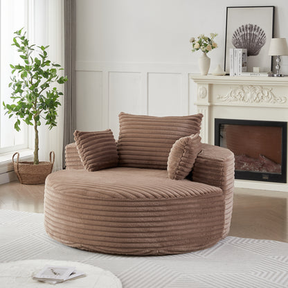 55'L Corduroy Sponge single sofa,No Assembly Required,Fluffy Modern Sleeper Chair for Living room, Bedroom, Lounge and Projection Room(Not a swivel chair.) image 3