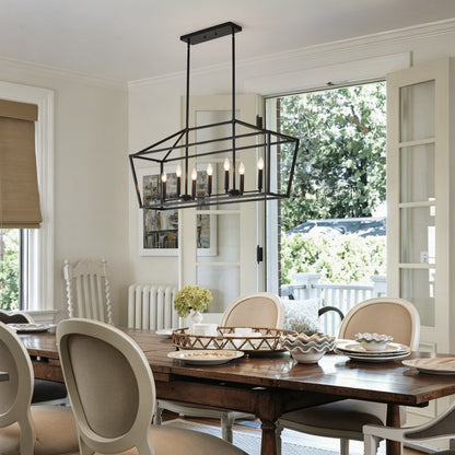 7-Light Farmhouse Kitchen Island Lighting,5 Light Industrial Linear Chandelier for Dining Room Metal Matte Black Finish Hanging Pendant Light Fixture for Bedroom Living Room Hallway Conference Room image 5
