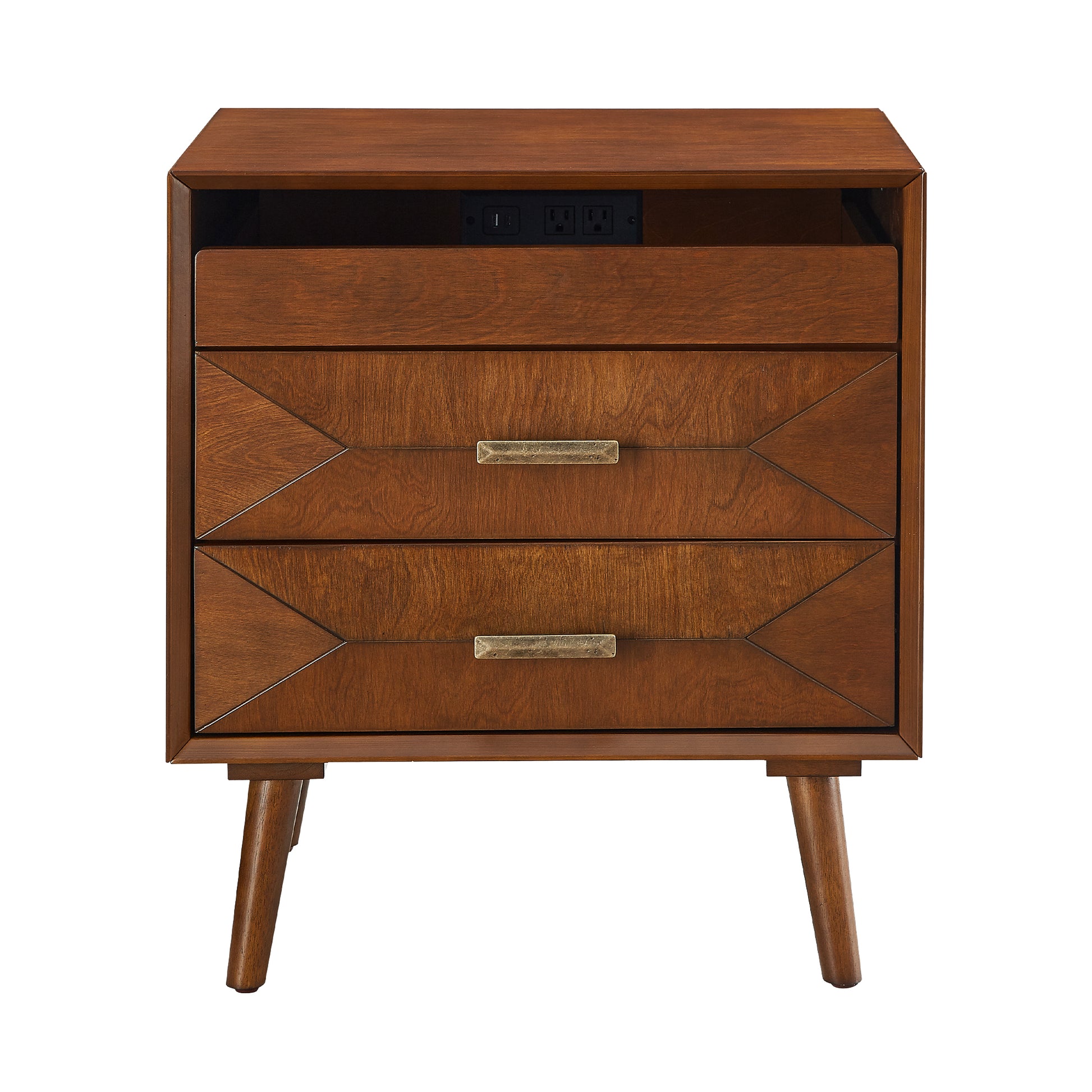 Nightstand with two drawers and shelf storage