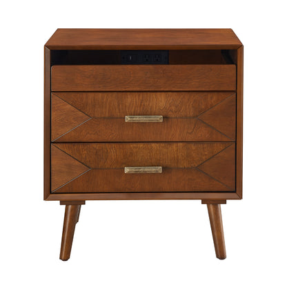 Nightstand with two drawers and shelf storage
