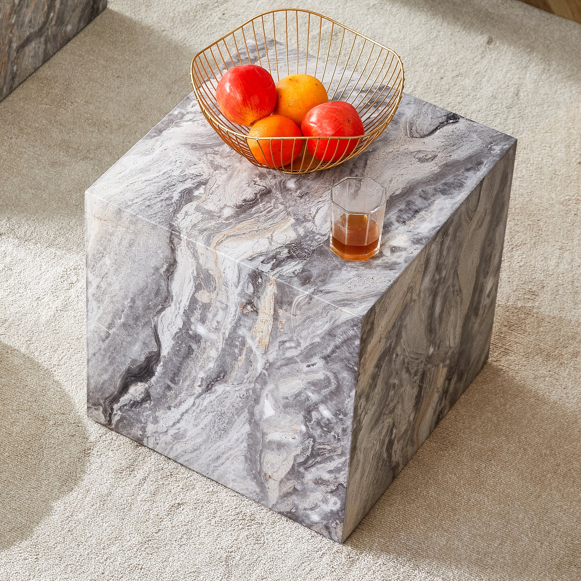 Elevate your living space with this modern MDF coffee table, which showcases gray textured patterns. It is characterized by stylish design. image 1