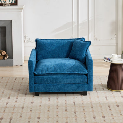 Cloud Sofa one Seat (Armrests are not included), Modern Sectional Couch, for Living Room Bedroom and Apartment, Comfy Double Layer Upholstered Seat Cushion, Breathable Chenille Fabric, Blue image 2