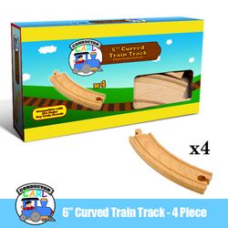 6' Curved Wooden Train Tracks, 4-pack image 1