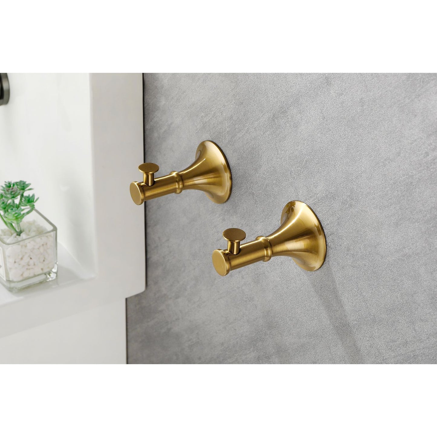 6 Piece Brass Bathroom Towel Rack Set Wall Mount image 2
