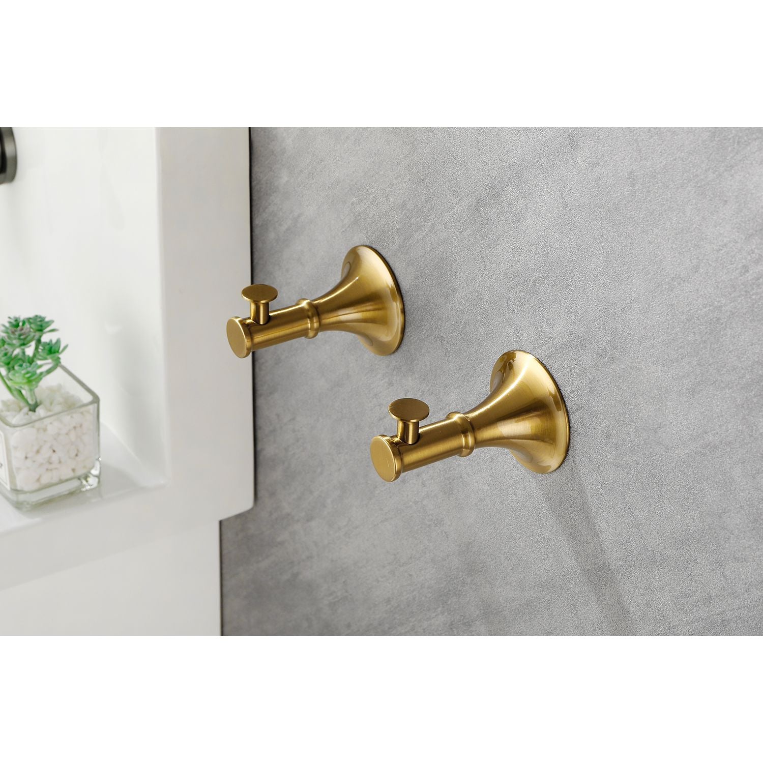 6 Piece Brass Bathroom Towel Rack Set Wall Mount image 2