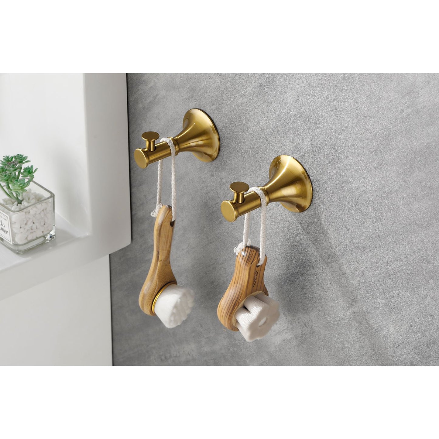 6 Piece Brass Bathroom Towel Rack Set Wall Mount image 3