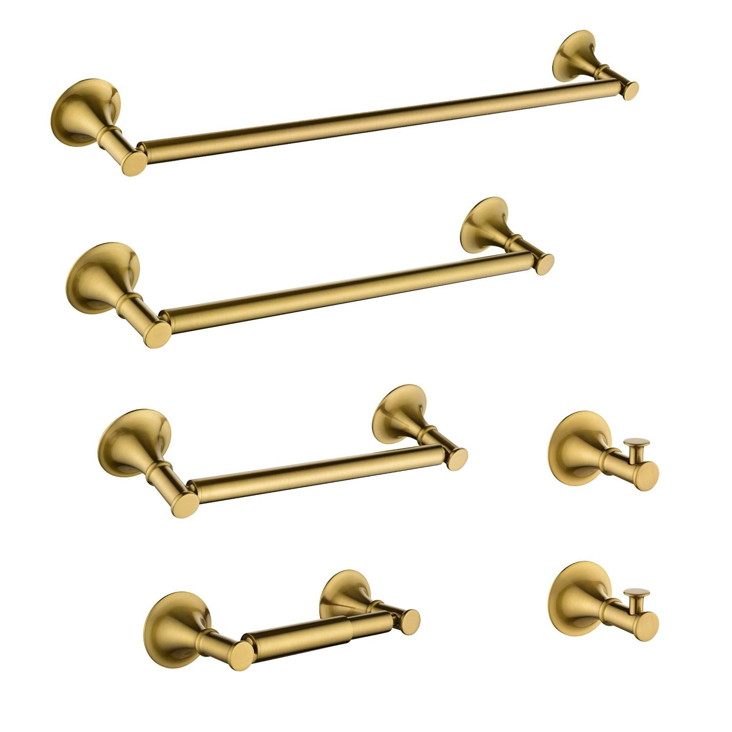 6 Piece Brass Bathroom Towel Rack Set Wall Mount image 1