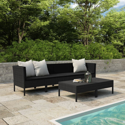 6 Piece Patio Lounge Set with Cushions Poly Rattan Black image 1