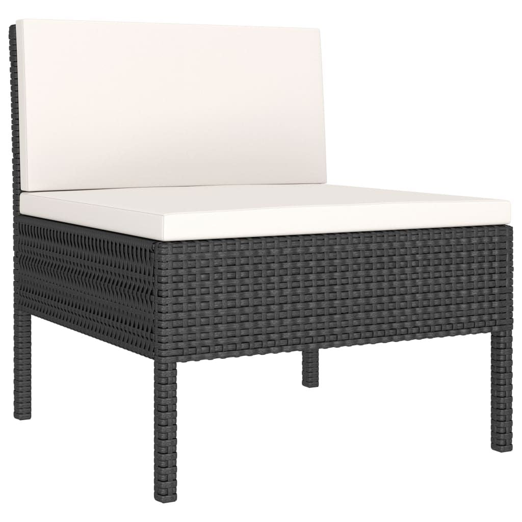 6 Piece Patio Lounge Set with Cushions Poly Rattan Black image 4