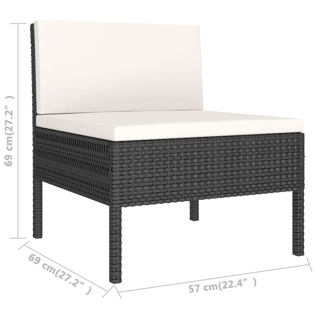 6 Piece Patio Lounge Set with Cushions Poly Rattan Black image 7