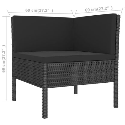 6 Piece Patio Lounge Set with Cushions Poly Rattan Black image 6