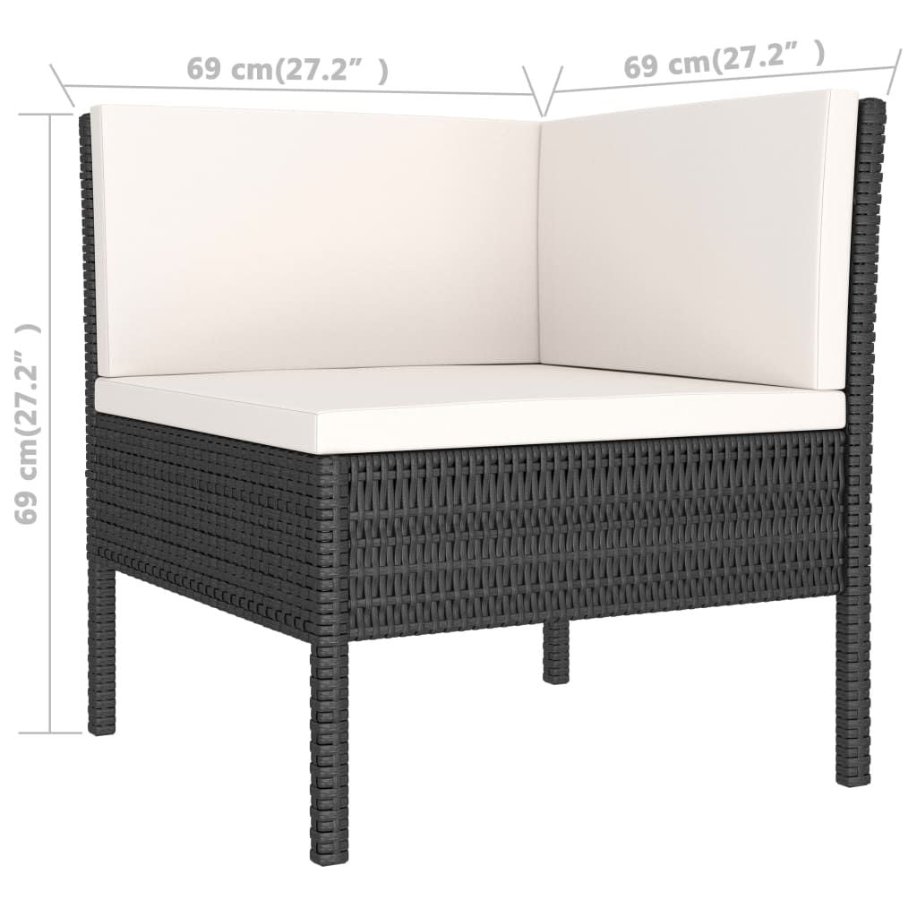 6 Piece Patio Lounge Set with Cushions Poly Rattan Black image 6