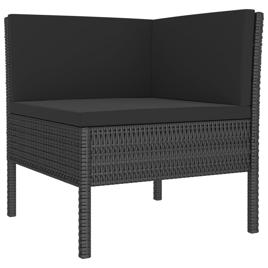 6 Piece Patio Lounge Set with Cushions Poly Rattan Black image 3
