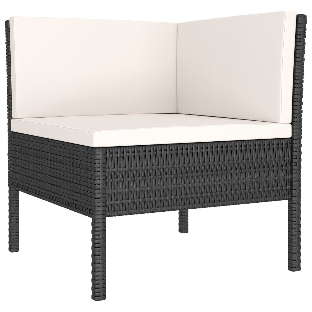 6 Piece Patio Lounge Set with Cushions Poly Rattan Black image 3