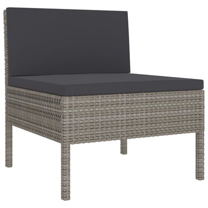 6 Piece Patio Lounge Set with Cushions Poly Rattan Gray image 4