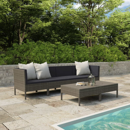 6 Piece Patio Lounge Set with Cushions Poly Rattan Gray image 1