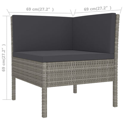 6 Piece Patio Lounge Set with Cushions Poly Rattan Gray image 6