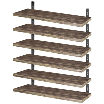 6 Sets Floating Shelves 15.55x5.19Inch Wall Mounted Shelves Wood Storage Shelves Metal Bracket Hanging Display Shelf Wal image 10