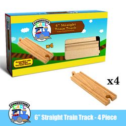 6' Straight Wooden Train Tracks, 4-pack image 1