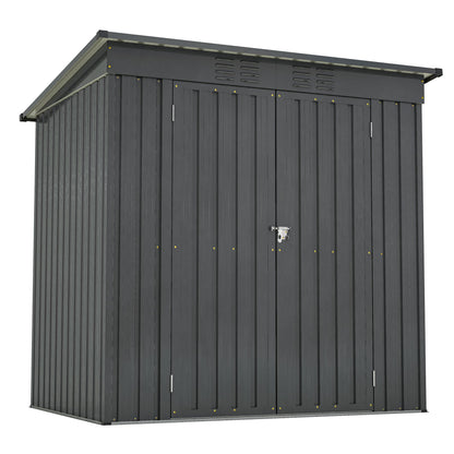 6 x 4 ft Outdoor Storage Shed, All Weather Tool Shed for Garden, Backyard, Lawn, Black image 1