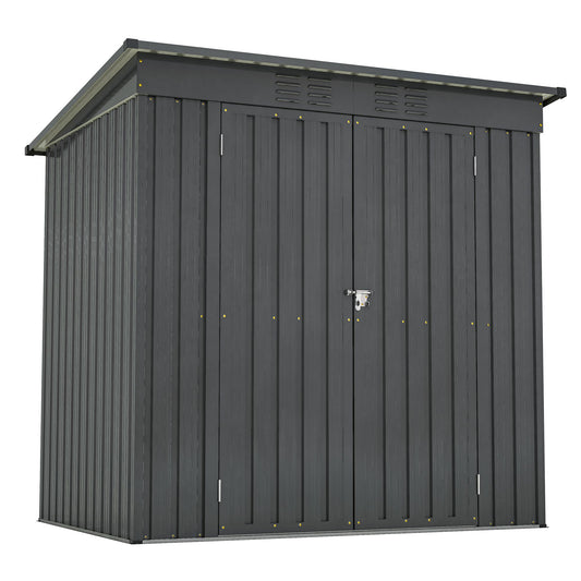 6 x 4 ft Outdoor Storage Shed, All Weather Tool Shed for Garden, Backyard, Lawn, Black image 1