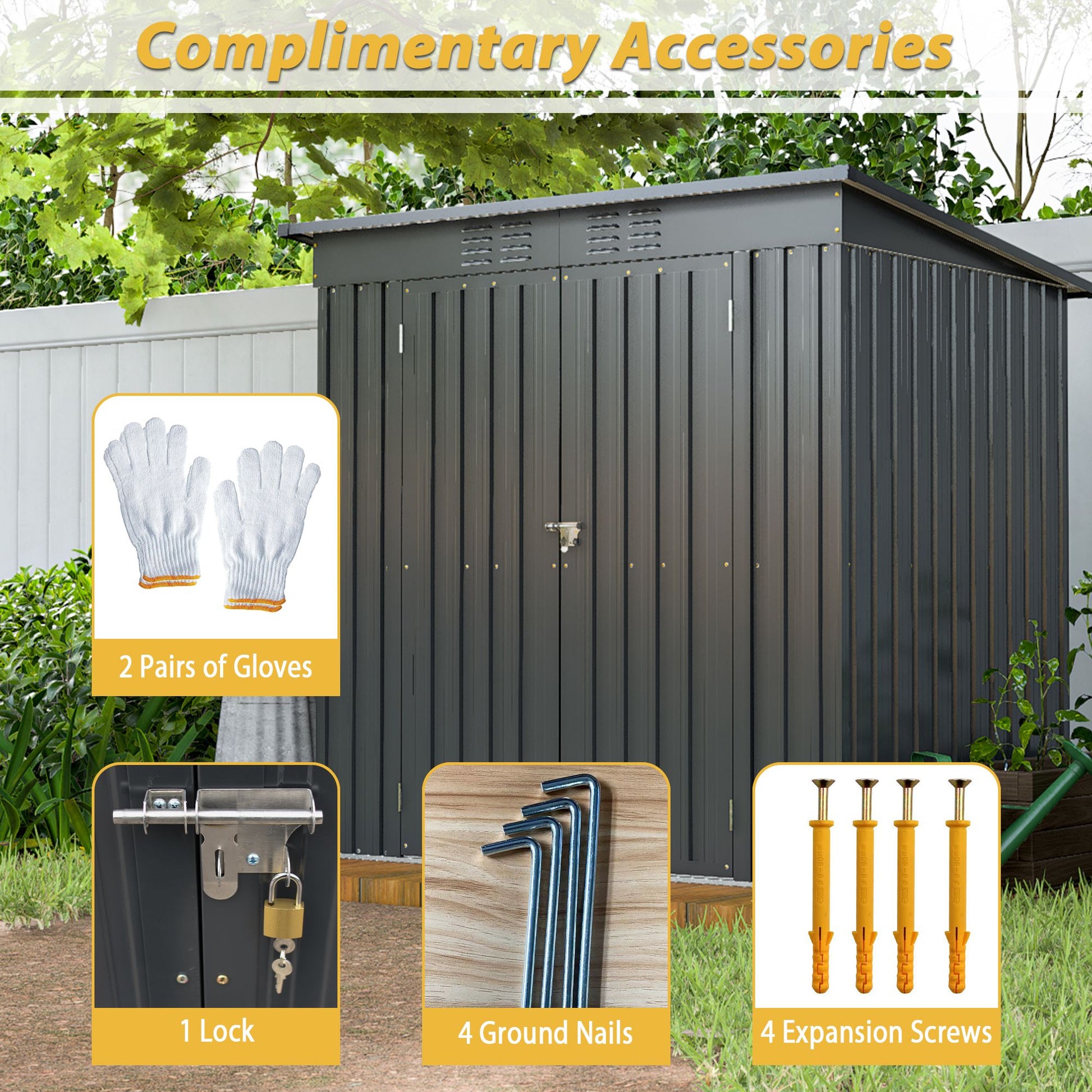 6 x 4 ft Outdoor Storage Shed, All Weather Tool Shed for Garden, Backyard, Lawn, Black image 6