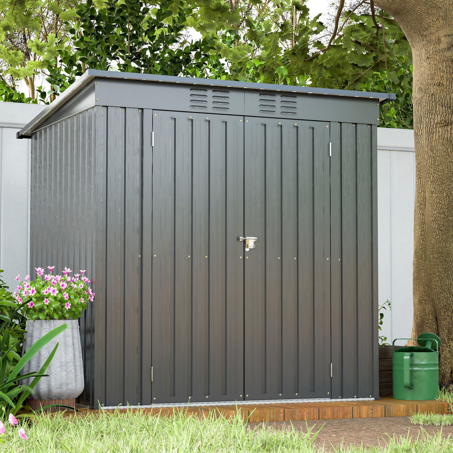 6 x 4 ft Outdoor Storage Shed, All Weather Tool Shed for Garden, Backyard, Lawn, Black image 14