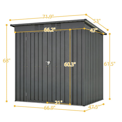 6 x 4 ft Outdoor Storage Shed, All Weather Tool Shed for Garden, Backyard, Lawn, Black image 2
