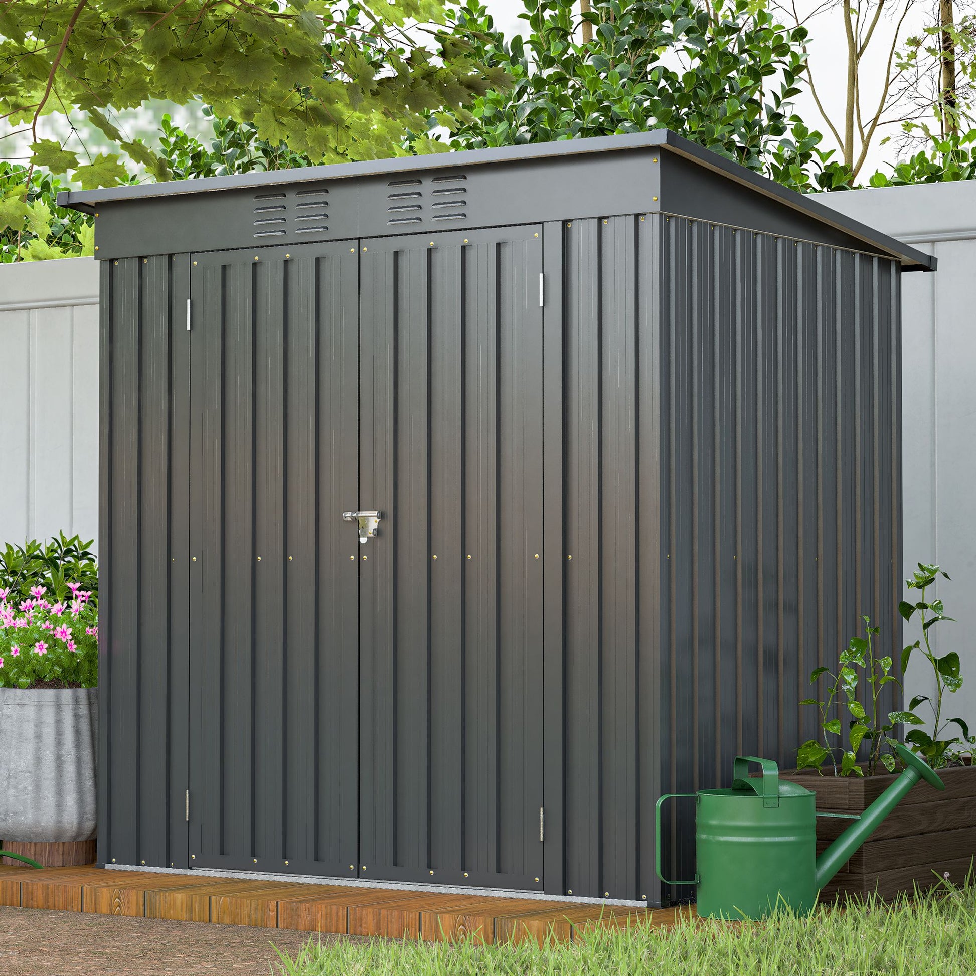 6 x 4 ft Outdoor Storage Shed, All Weather Tool Shed for Garden, Backyard, Lawn, Black image 10