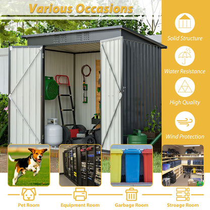 6 x 4 ft Outdoor Storage Shed, All Weather Tool Shed for Garden, Backyard, Lawn, Black image 9