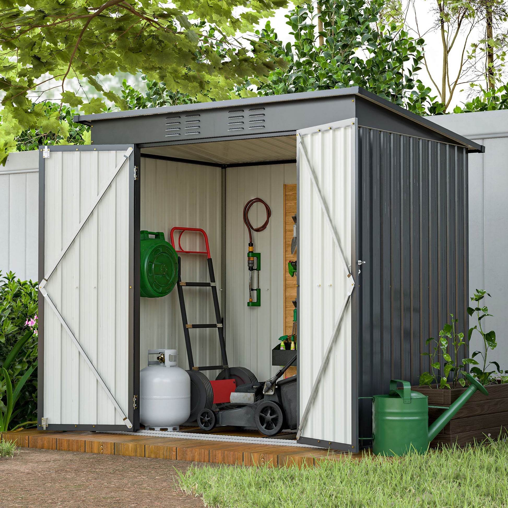 6 x 4 ft Outdoor Storage Shed, All Weather Tool Shed for Garden, Backyard, Lawn, Black image 7