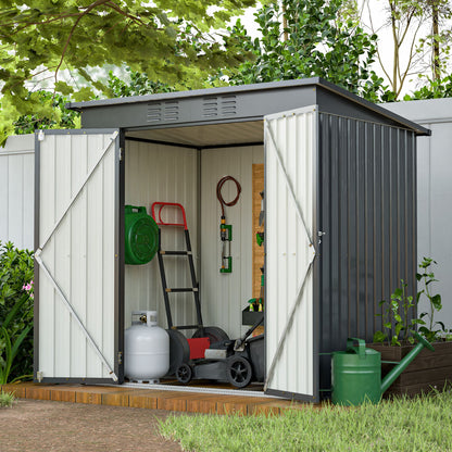 6 x 4 ft Outdoor Storage Shed, All Weather Tool Shed for Garden, Backyard, Lawn, Black image 7