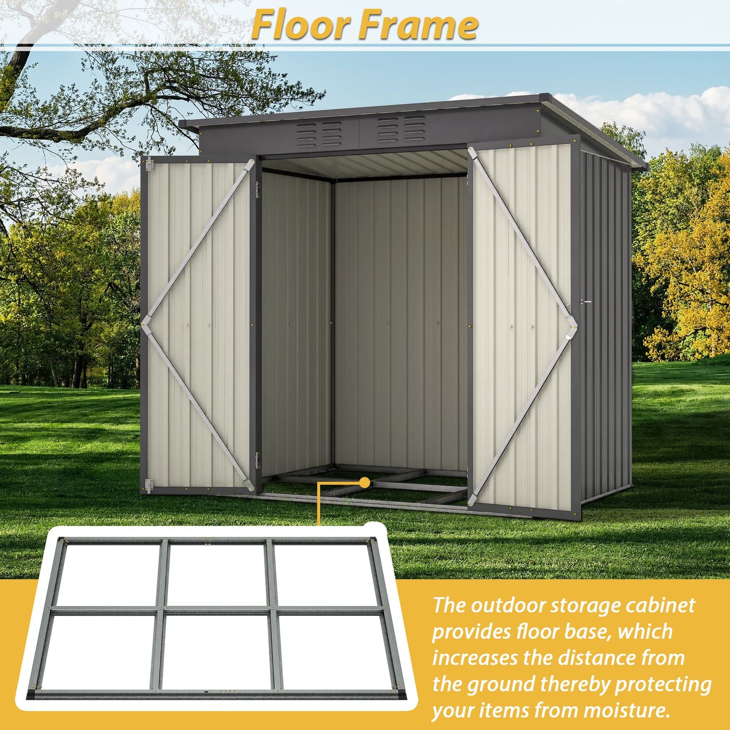 6 x 4 ft Outdoor Storage Shed, All Weather Tool Shed for Garden, Backyard, Lawn, Black image 4