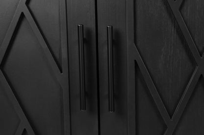 60 inches Modern Farmhouse Accent Cabinet with 4 Doors and Adjustable Shelf Wood Sideboard Buffet Cabinet Console Table  image 10